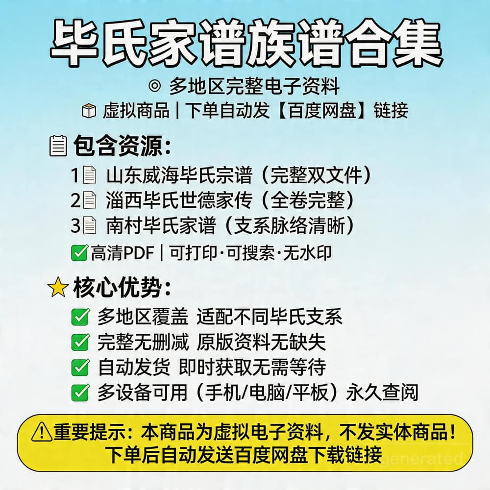 毕氏家谱族谱合集 多地区完整资料